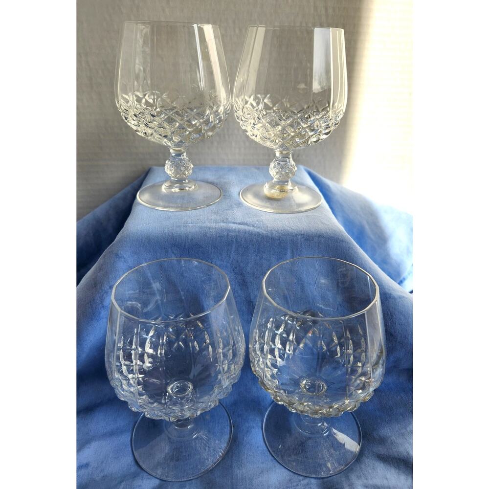 4 Cristal D'Arque France Lead Crystal Cognac Brandy Snifters  5" 70s